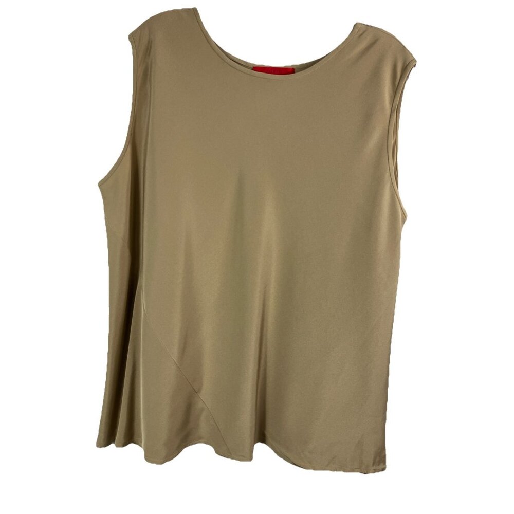 Sz 3 Shamask 100 % Silk  Stretch Taupe Beige shell tank camisole top